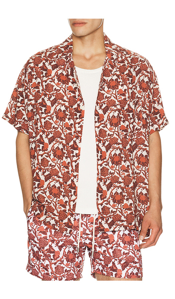  Arrels Barcelona Kabak X Lazaro Rosa-violan Camp Collar Shirt In Eco Red In Red. Taglia S. Also In M, L, Xl/1x. 