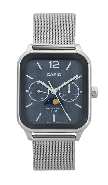  Casio Moon Phase Watch In Metallic Silver. 