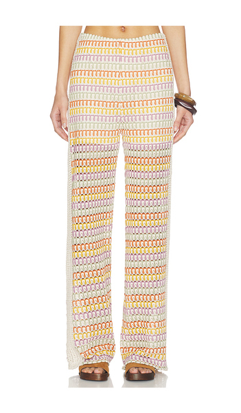 Central Park West Celine Rainbow Crochet Mid Rise Pants In Yellow,beige. Taglia S. Also In Xs, M, L, Xl. 