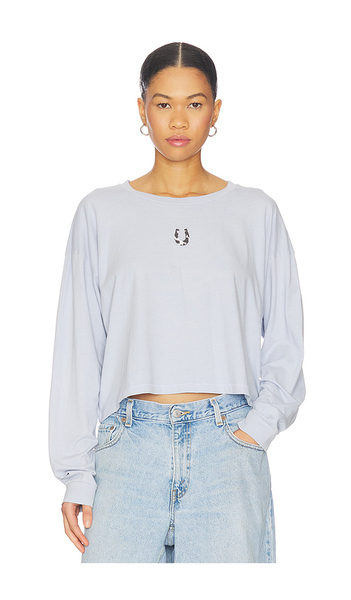  Daydreamer Cow Pattern Horseshoe Meet & Greet Long Sleeve Top In Baby Blue. Taglia S. Also In Xs, L, Xl. 