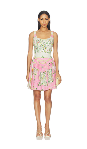  Falguni Shane Peacock Pink Odyssey Cotton Lycra Short Dress In Pink, Ivory. Taglia Xs. Also In S, M, Xl. 