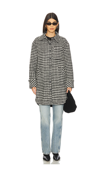  Free People X We The Free Get Around Houndstooth Shirt In Black & White In Black,white. Taglia Xs. Also In S. 
