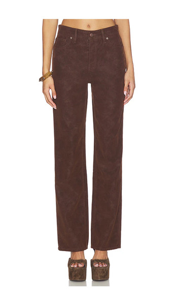  Good American Better Than Suede Good True Straight Pants In Chocolate. Taglia 2. Also In 4, 6, 10, 12. 