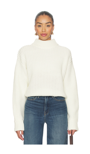  Good American Chunky Knit Mock Neck Sweater In Ivory. Taglia L. Also In Xl/1x, Xxl/2x, Xxxl/3x, Xxxxl/4x. 
