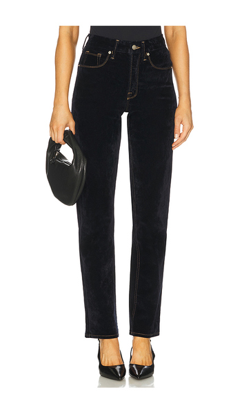  Good American Good Icon Straight Velvet Denim Jeans In Blue. Taglia 0. Also In 2, 4, 6, 8, 10, 12, 22, 24. 