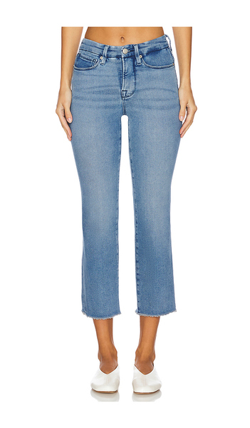  Good American Good Petite Straight Split Pockets Jeans In Denim-medium. Taglia 0. Also In 20, 22, 24. 