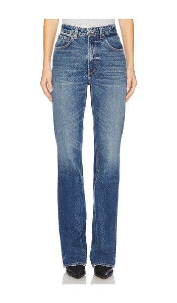  Grlfrnd Melanie High Rise Boot Cut Jeans In Blue. Taglia 26. Also In 23, 24, 25, 27, 28, 29, 30, 31, 32. 