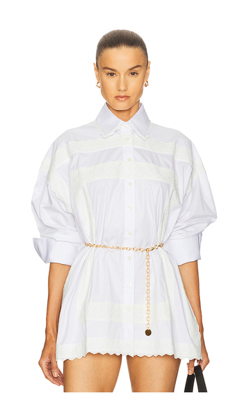  Helsa The Summer Overshirt With Vintage Swiss Embroidery In White. Taglia S. Also In Xxs, Xs, M, L, Xl. 