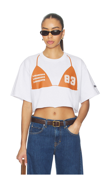 Hype And Vice University Of Texas At Austin Track Tee In Burnt Orange In White. Taglia S. Also In Xs, M, L, Xl. 