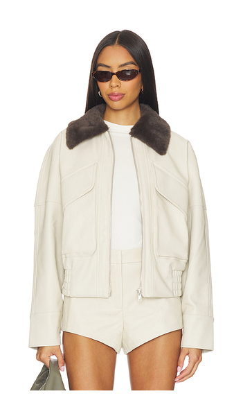  Madison The Label X Revolve Chappell Jacket With Faux Fur Collar In Cream. Taglia S. Also In Xs, M, L, Xl/1x. 