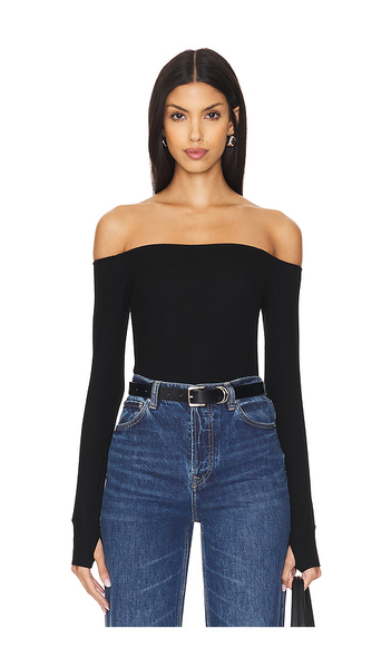  Michael Lauren Lanny Off Shoulder Long Sleeve Top Double Layered Top In Black. Taglia Xs. Also In S, M, L, Xl. 
