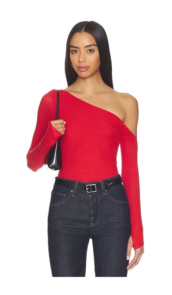  Michael Lauren Magdaleno Asymmetrical Fitted Cold Shoulder Top In Red. Taglia S. Also In Xs, M, L. 