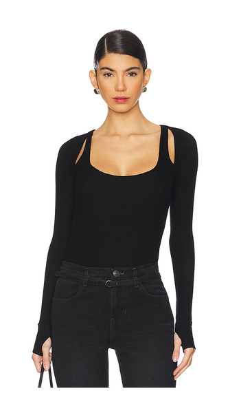  Michael Lauren Stanfield Long Sleeve Fitted Scoop Neck With Cutouts In Black. Taglia S. Also In Xs, M, L, Xl, Xxl. 