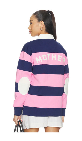 Mother The Piece Huddle Top In Estate Blue And Begonia Pink In Pink, Navy. Taglia Xs. Also In S, M, Xl. 