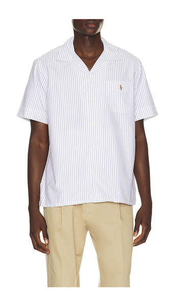  Polo Ralph Lauren Short Sleeve Lightweight Oxford Andy Stripe Camp Shirt In White. Taglia S. Also In M, L, Xl/1x. 