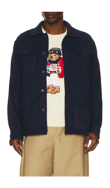  Polo Ralph Lauren Winter Olympics Boil Wool Double Knit Shirt In Blue. Taglia M. Also In L, Xl/1x, Xxl/2x. 