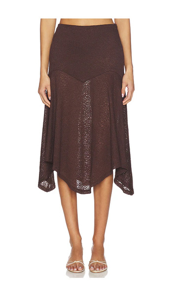  Runaway The Label Roxelle Handkerchief Midi Skirt In Chocolate. Taglia S. Also In Xs, M, L, Xl, Xxl. 