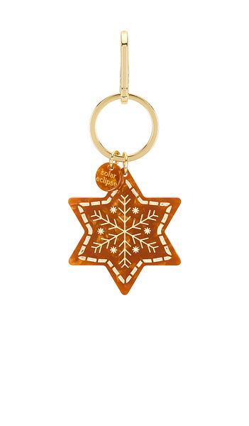 Solar Eclipse Hand-painted Gingerbread Star Bag Charm + Keychain In Red. 
