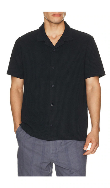  Vince Macro Waffle Short Sleeve Shirt Button Down Cabana In Navy. Taglia S. Also In M, L, Xl/1x, Xxl/2x. 