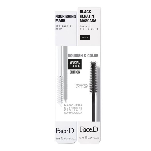  Face D Face D - Bipack Maschera Ciglia & Mascara Nero Alla Keratina - Mascara Curativo + Mascara - Bipack Maschera Ciglia & Mascara - Donna 