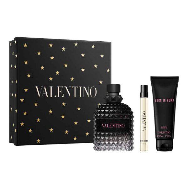  Valentino Valentino - Born In Roma Uomo - Cofanetto Profumo, Gel Doccia, Mini Size - Born In Roma Uomo 100ml+sg 75ml+ Ts 10ml - Donna 