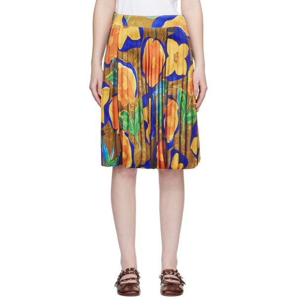  Abra Multicolor Trompe L'oeil Midi Skirt 