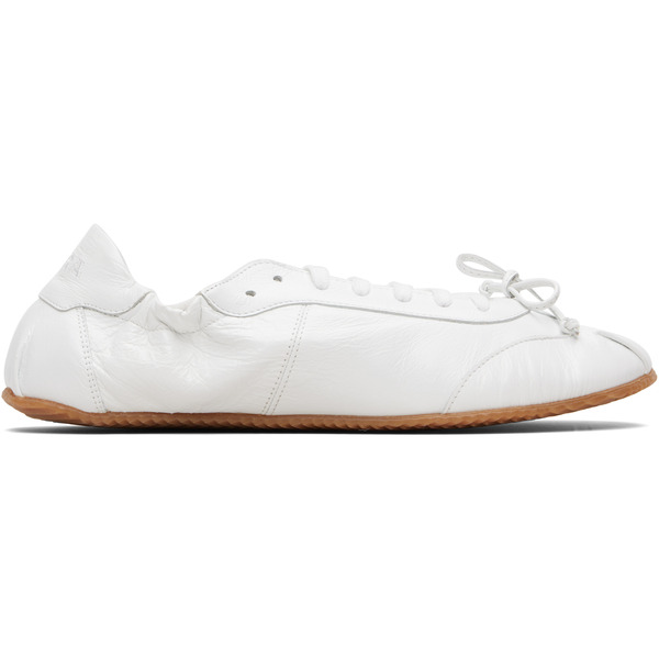  Abra White Leather Ballerina Sneakers 