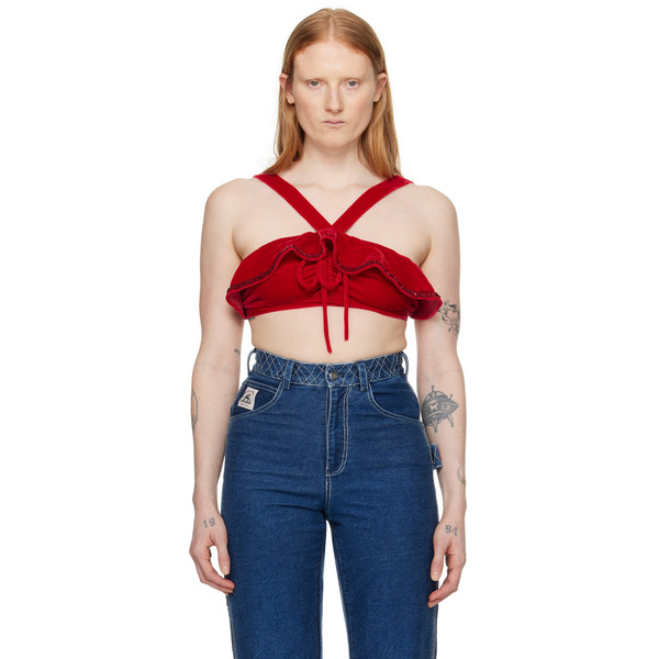  Bode Red Ruffle Bra 