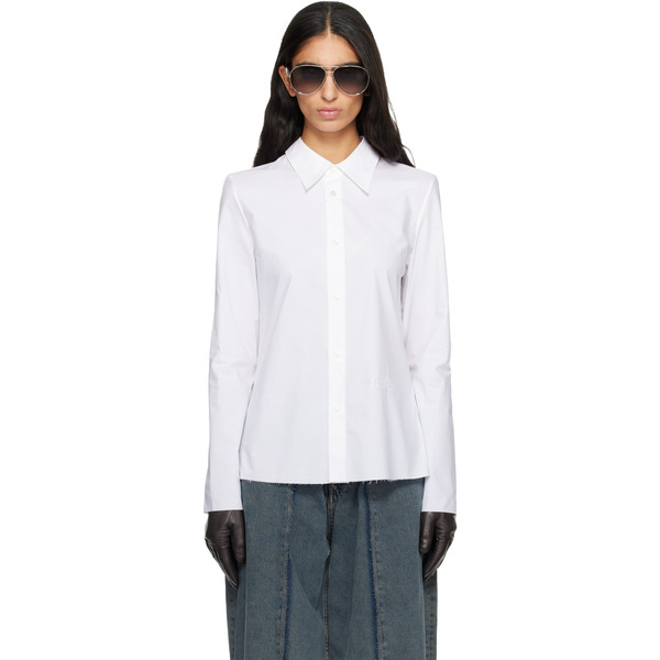  Mm6 Maison Margiela White Cotton Poplin Shirt 