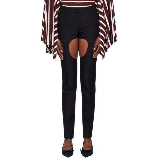  Pushbutton Black Cutout Point Skinny Trousers 