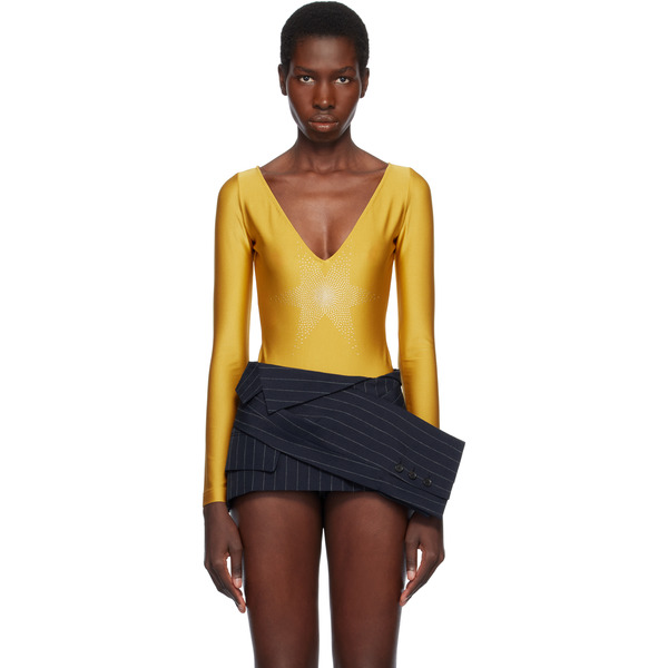  Pushbutton Gold Star Point Bodysuit 
