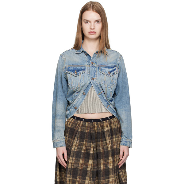  R13 Blue Wrap Around Denim Trucker Jacket 