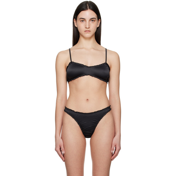  Shadowplay Black Ruffled Bra 