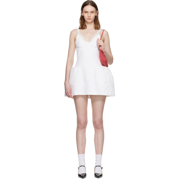  Shushu/tong White Lace Trim Bustier Minidress 